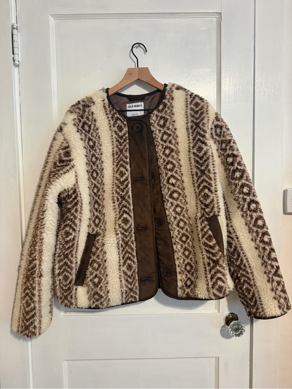 Old Navy Cream & Brown Sherpa Jacket